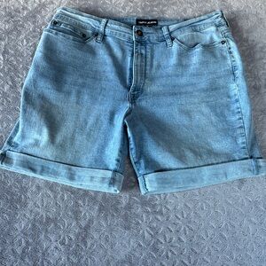 DKNY Light Wash Denim Roll-Cuff Shorts